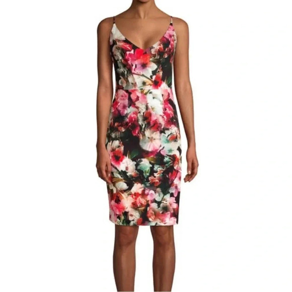 Black Halo Dresses & Skirts - Black Halo Floral Spaghetti strap midi dress-NWT Size 4
